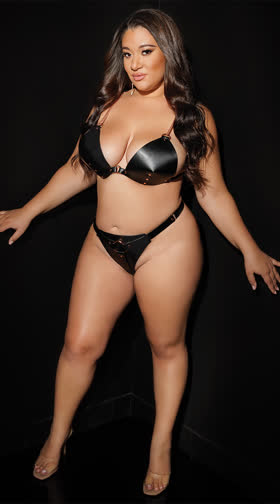 Plus Size Dungeon Bralette and Thong Set