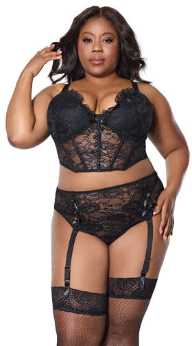 Plus Size Cropped Lace Bustier Set