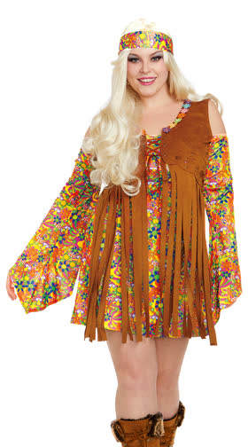 Plus Size Flower Power Hippie Costume