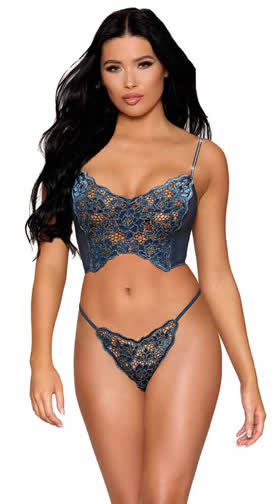 Velvet Venise Appliqué Bustier Set