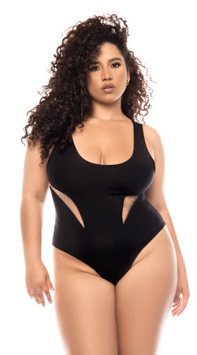 Plus Size Cuts of Mesh One Piece Swimsuit