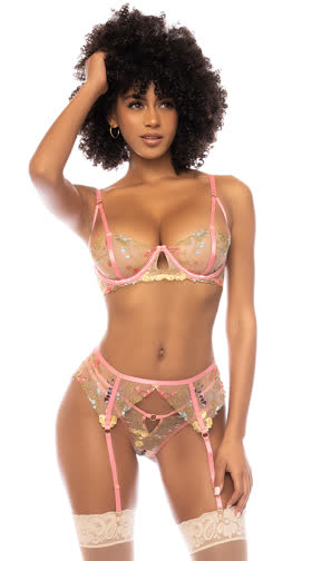 Garden Party Bra and Garter Set
