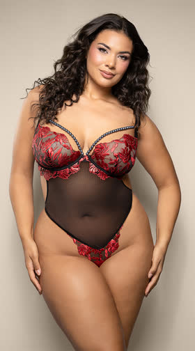 Queen Floral Pearl Crotch Teddy