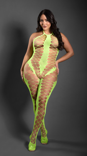 Plus Size Unstoppable Crotchless Rhinestone Bodystocking