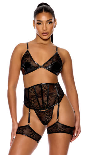 Perfect Pair Vinyl and Lace Bra Set