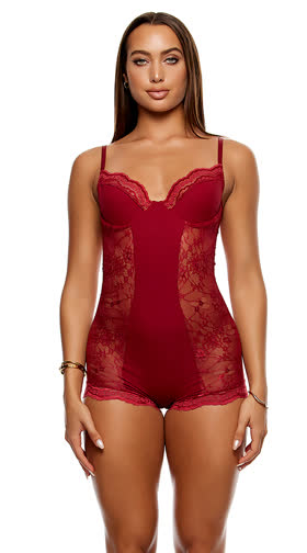 Self Care Ribbed Lace Romper