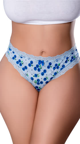 Plus Size Blueberry Crotchless Thong With Lube