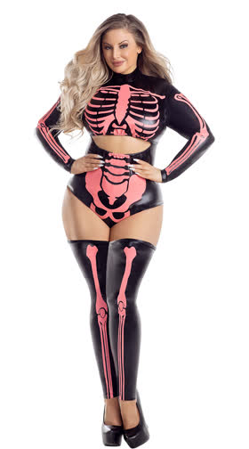 Plus Size Glow-in-the-Dark Sexy Skeleton Costume