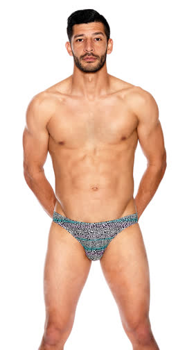 Men's Open Back Leopard Thong