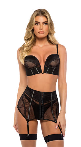 Belle Noir Garter Skirt Set