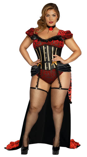 Plus Size Exposed Saloon Girl Costume