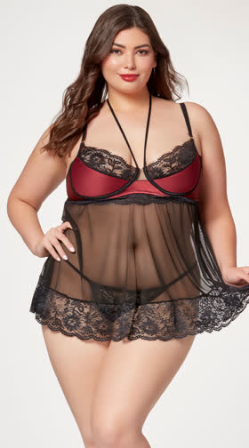 Plus Size Double Take Babydoll Set
