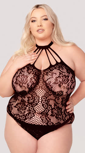 Plus Size Dark Fantasies Crotchless Teddy